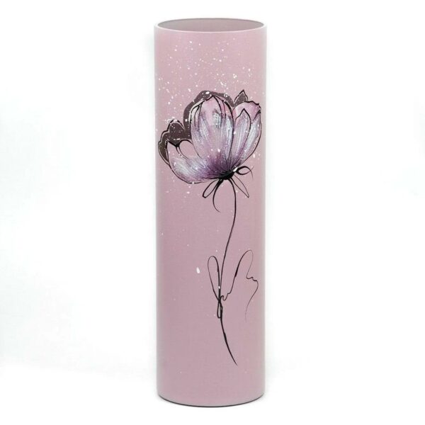 Gentle flower | Art decorated glass vase | Glass vase for flowers | Cylinder Vase | Interior Design | Home Decor | Large Floor Vase 16 inch - Image 2