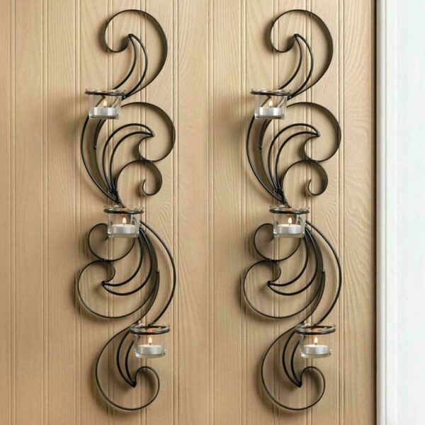 Flourishing Candle Sconce Pair - Image 2