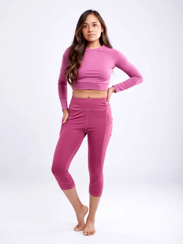 Mid-Rise Capri Fitness Leggings with Side Pockets - Image 29